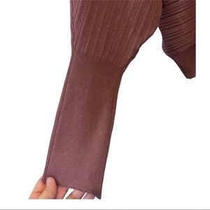 NWT Pink Rose wear 2 ways v neck button back sweater in sugarplum. Large ribbed